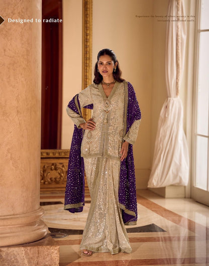 Dhoti style draped pants with Peplum Kurta