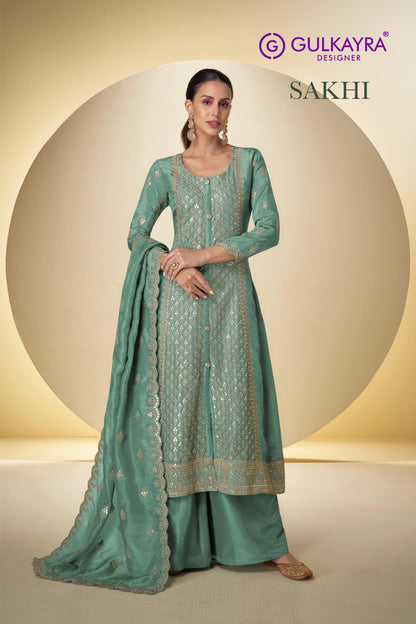 Traditional craftsmanship with modern silhouette embroidered Anarkali set