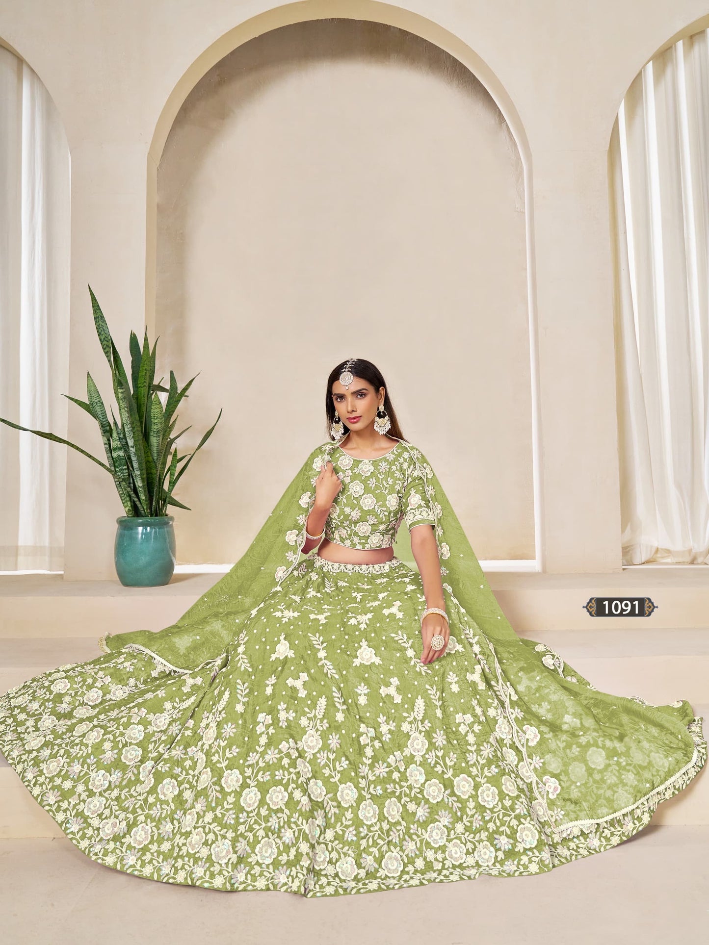 Gold Crush Organza Lehenga Choli