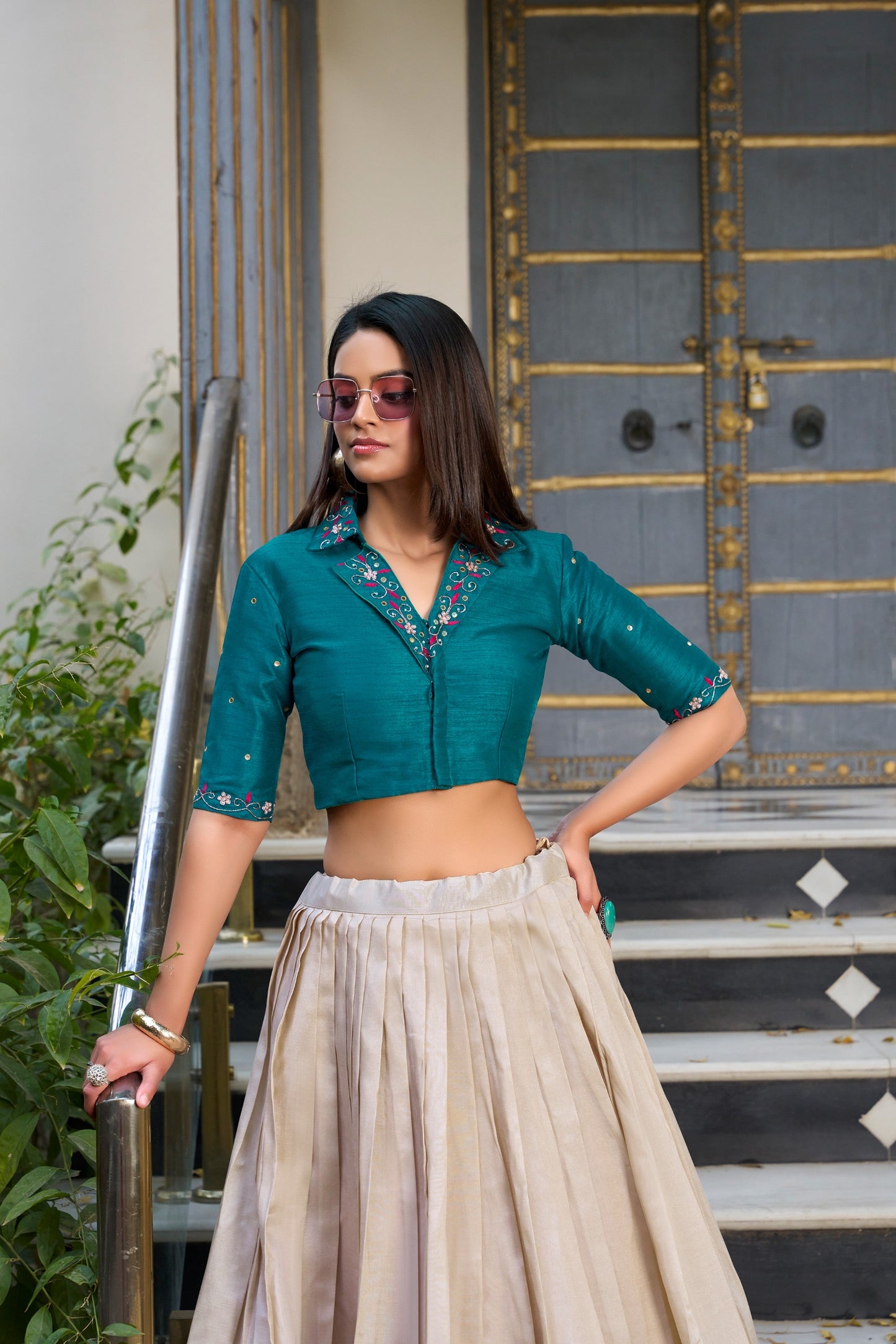 Tussar Silk Floral Print Co-ord Set Lehenga
