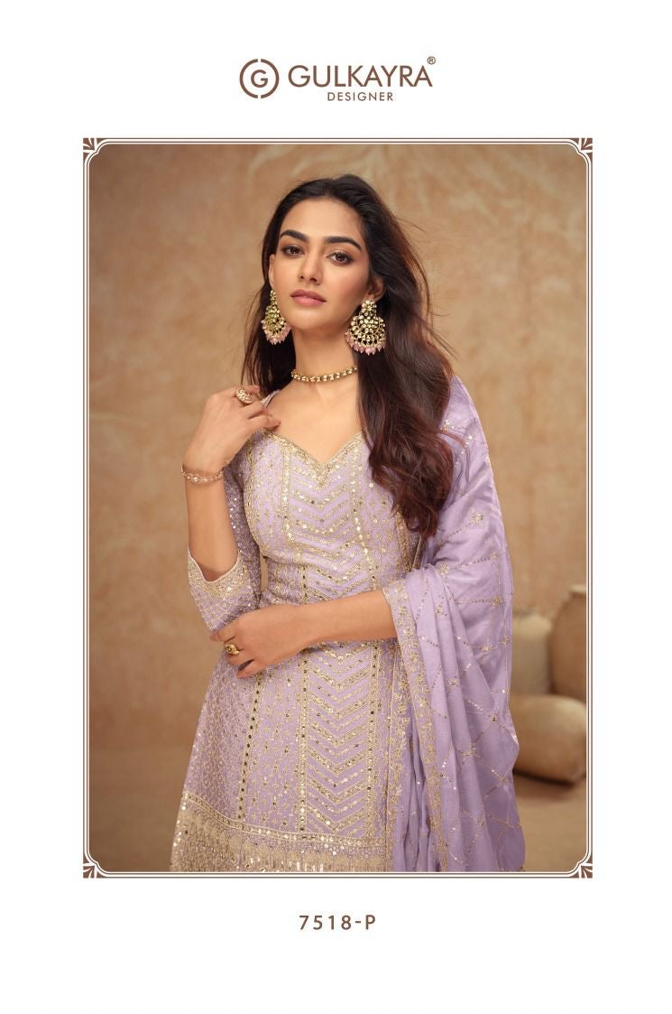 Gulkayra Designer Elegant Real Chinon Plazo set with mirror work