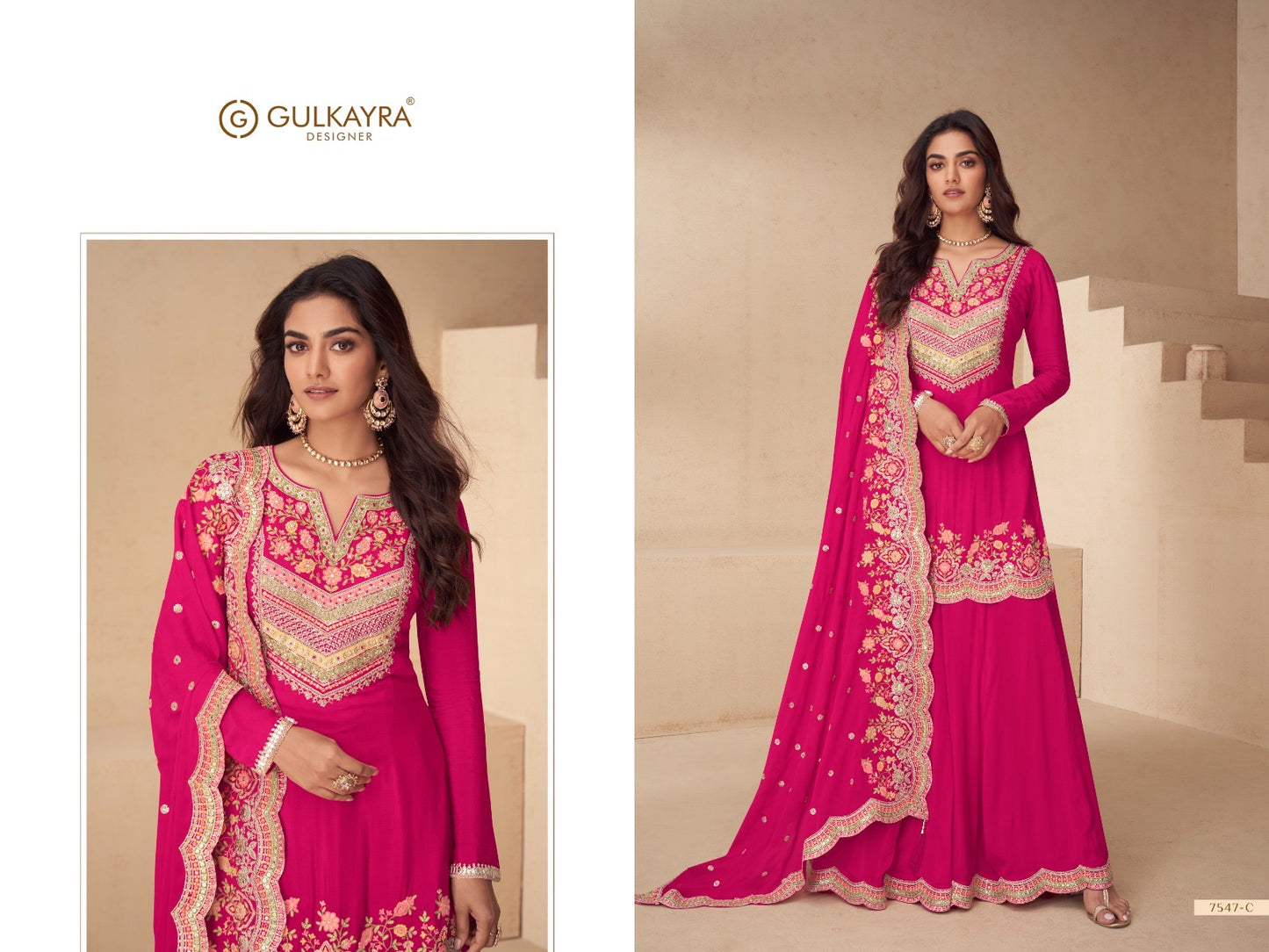 Embroidered Plazo Kurta Set with Floral Motif Border