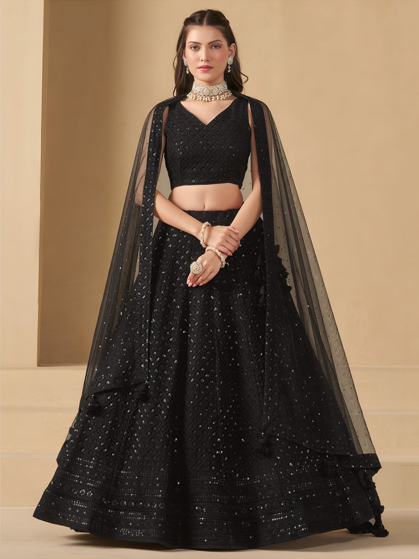 Captivating black georgette lehenga choli
