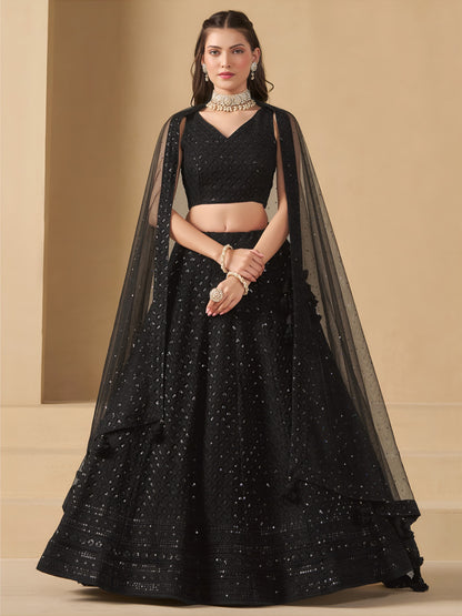 Captivating black georgette lehenga choli