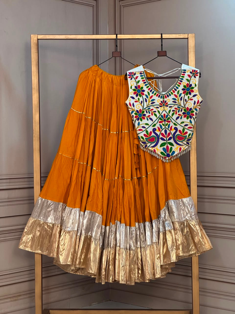 Multicolor Navratri special  Embroidered Choli & Metallic Border Chaniya Choli