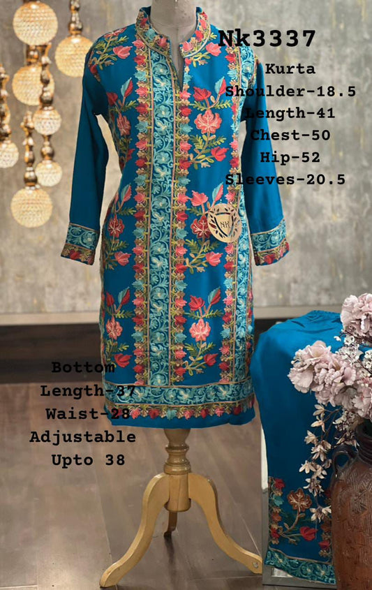 Woollen Kashmiri Embroidered Co-ord Set - Ready to Wear