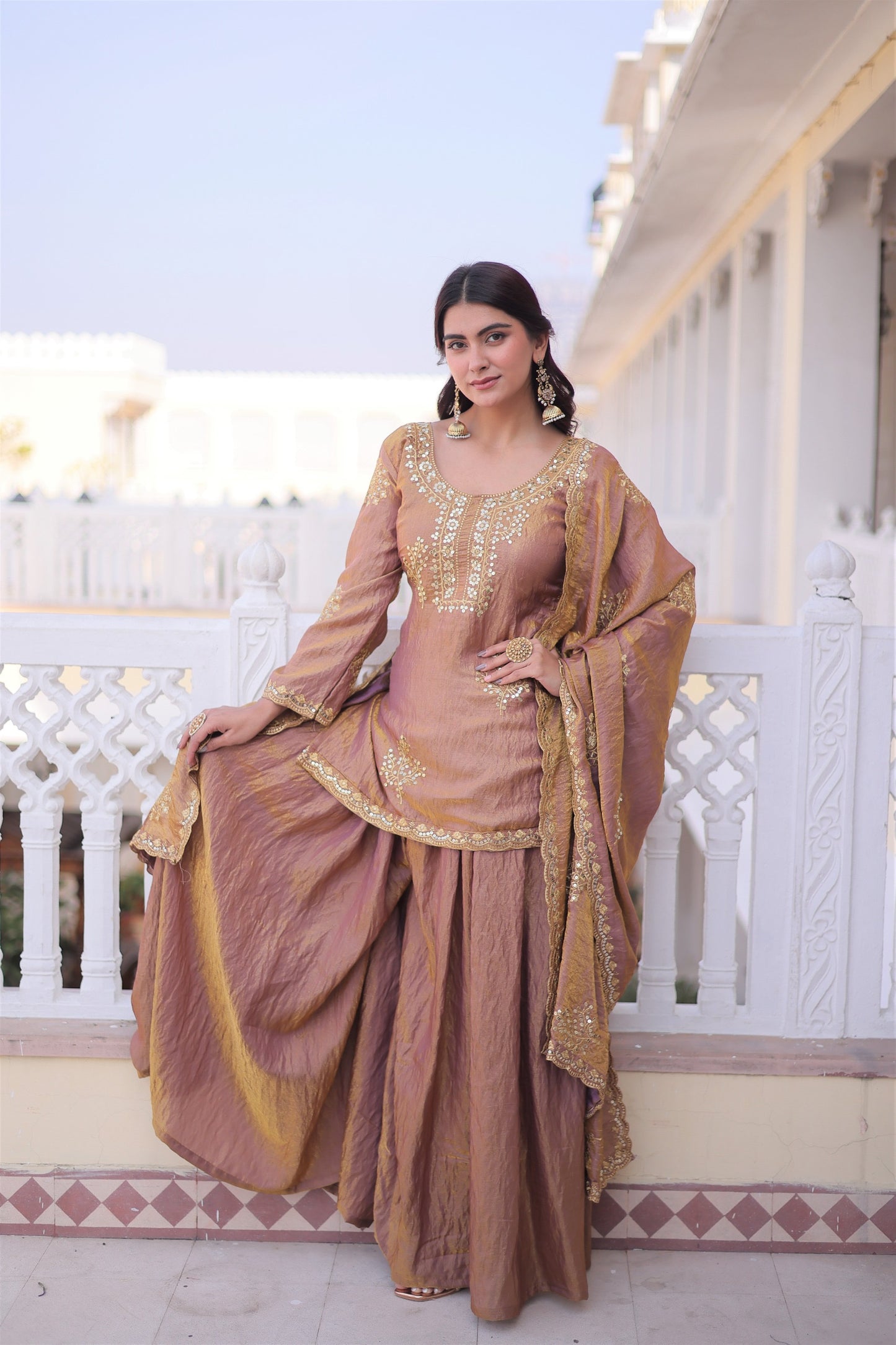 Traditional Elegant Multi Tonal Sharara Set