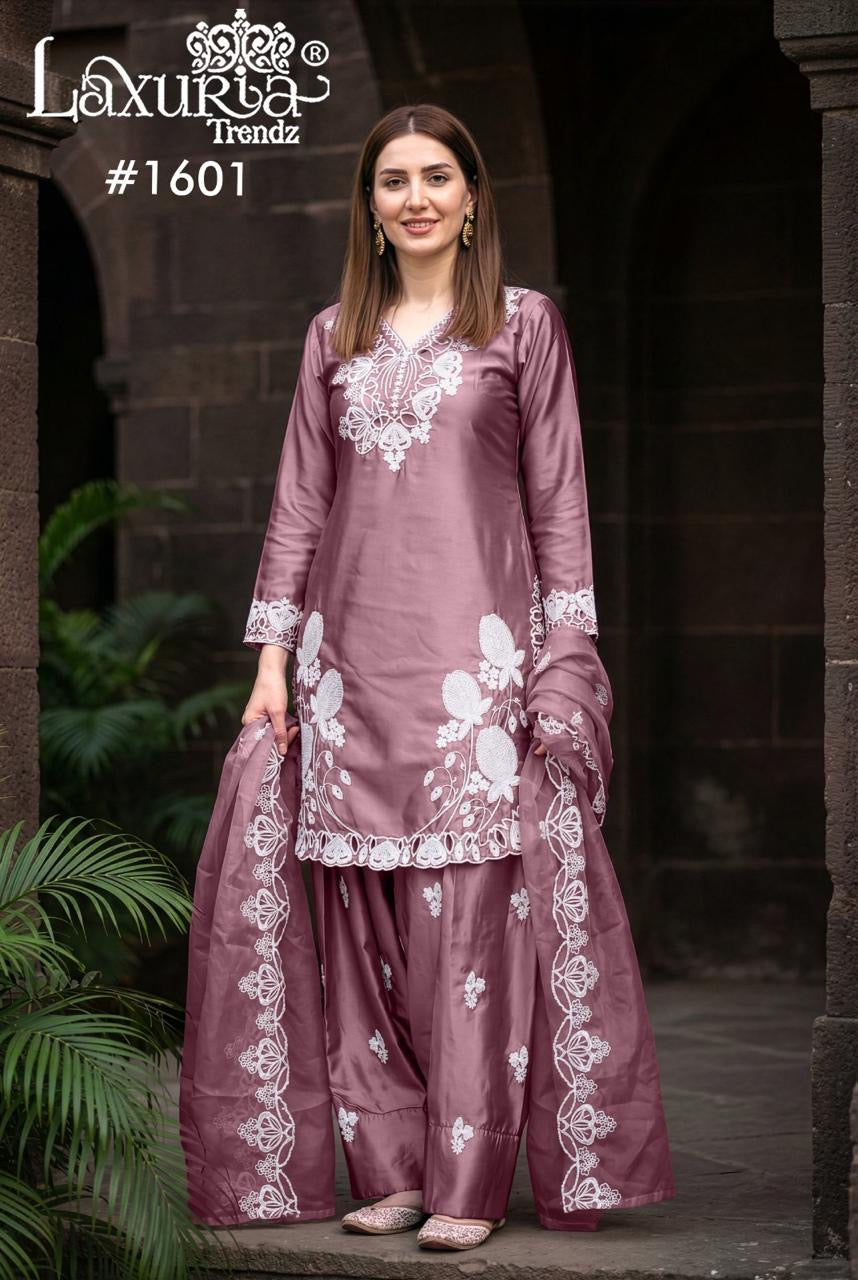 Silken Grace & Floral Artistry Farshi Salwar Suit