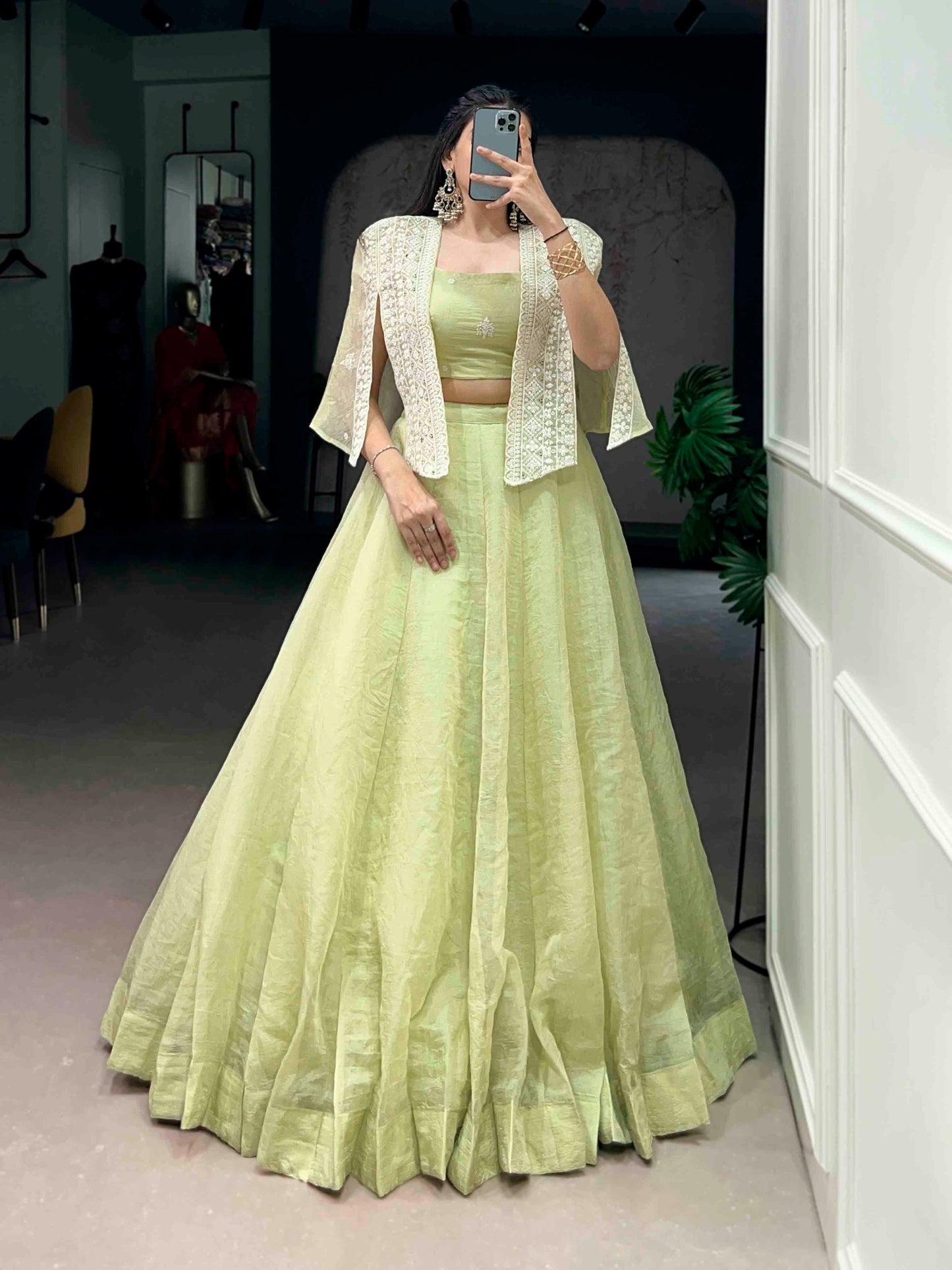 Allnen Crush Lehenga with Sequin & Thread Embroidery Blouse and Koti