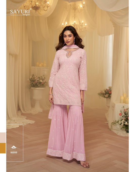 Delicate CHIKANKARI EMBROIDERED TOP WITH EMBROIDERED SHARARA AND DUPATTA