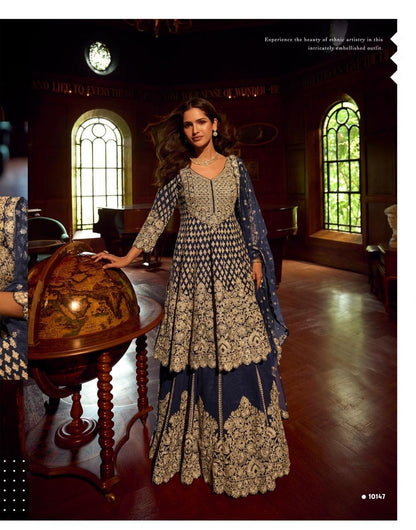 HEAVY FESTIVE LOOK FRONT AND BACK FULLY EMBROIDERED MIRROR WORK TOP WITH HEAVY EMBROIDERED SKIRT