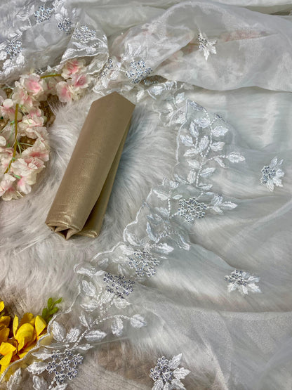 Pure Organza Saree with All-Over Thread & Siroski Work