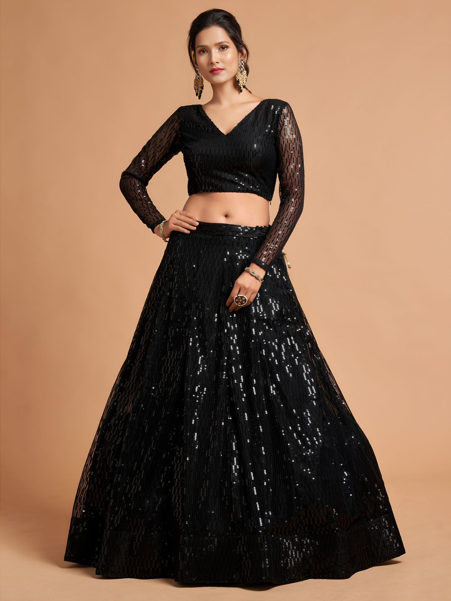 Black Sequin Party Wear Lehenga Choli