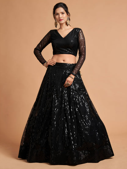 Black Sequin Party Wear Lehenga Choli