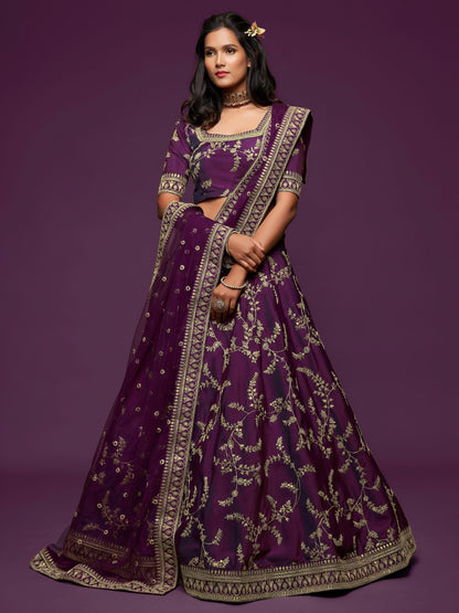 Royal Purple Embroidered Lehenga Choli