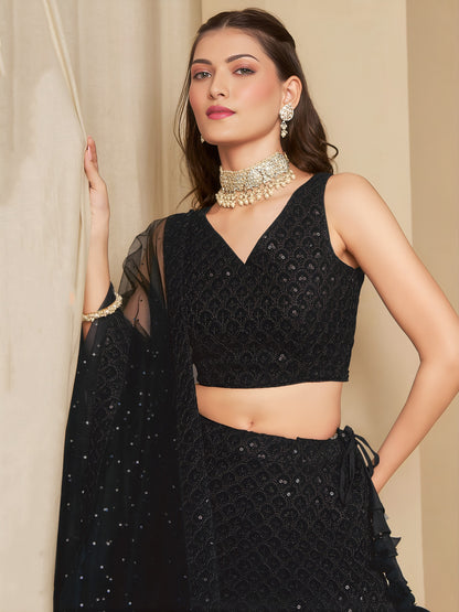 Captivating black georgette lehenga choli