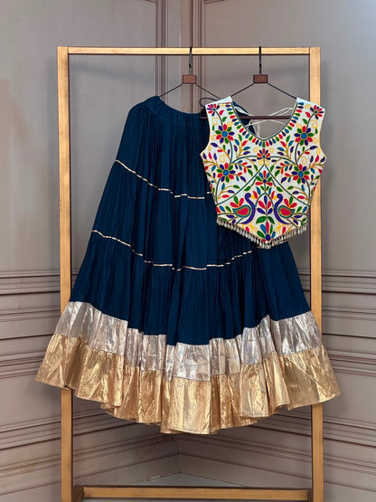 Multicolor Navratri special  Embroidered Choli & Metallic Border Chaniya Choli