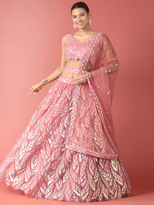 Pink Elegance Sequins Lehenga Set