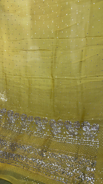 Pure Organza Silk Saree with Heavy Mukesh Full Jaal Work