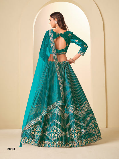 Ice Velvet Lehenga Choli with Heavy Zari and Sequins Embroidery