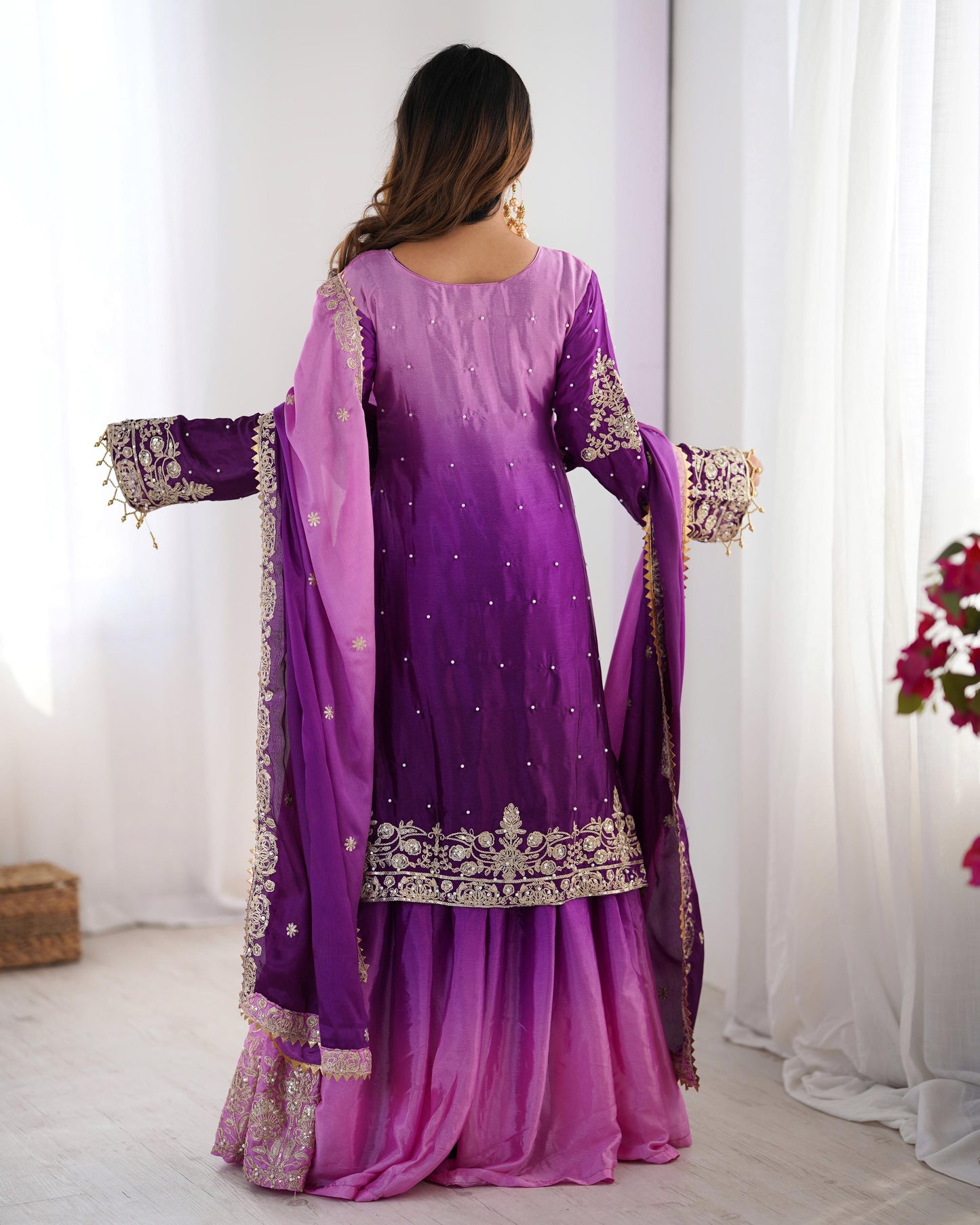 Elegance in bloom embroidered Sharara Set