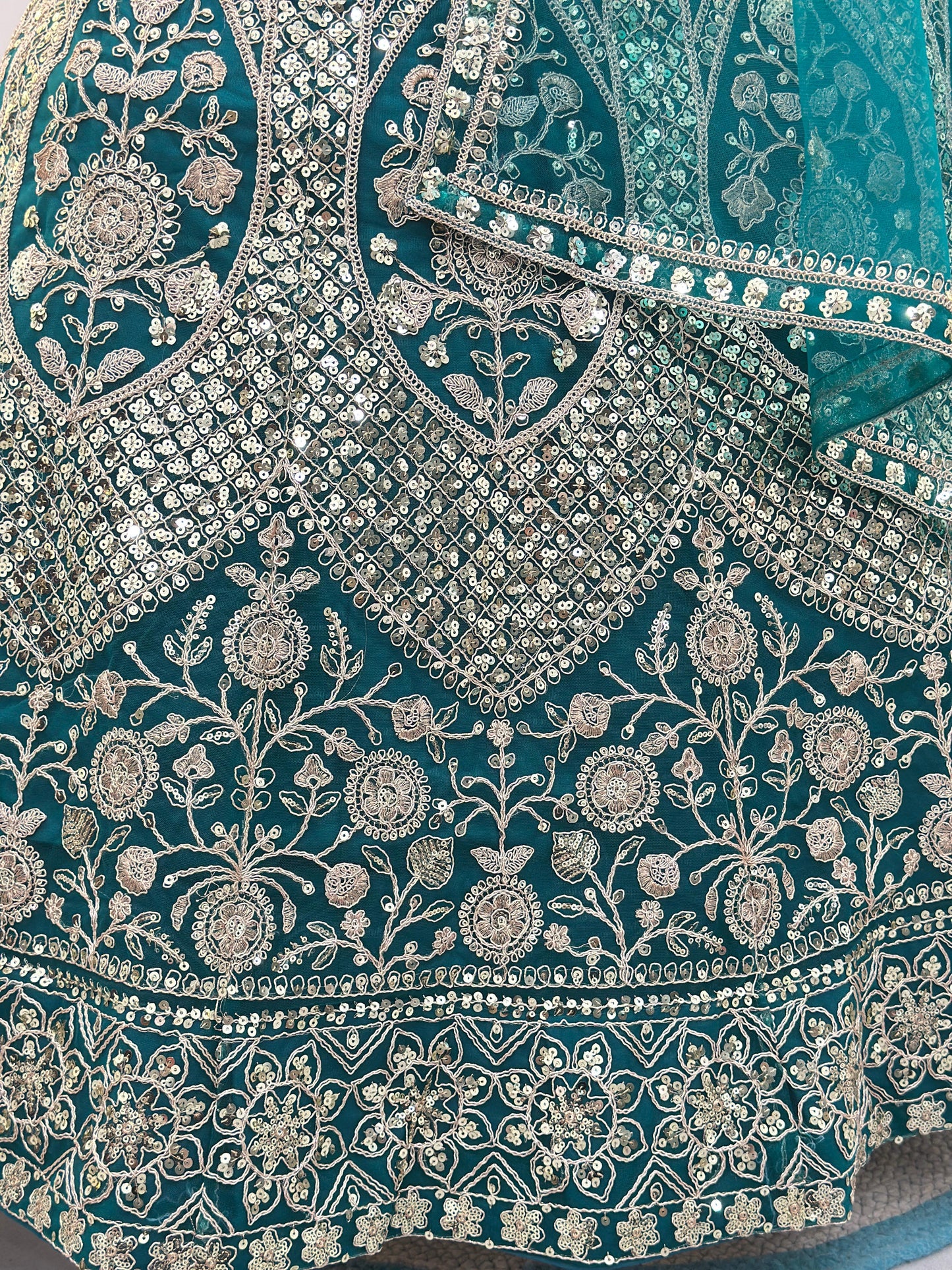 Sequin Embellished Butterfly Net Lehenga Choli with Dupatta