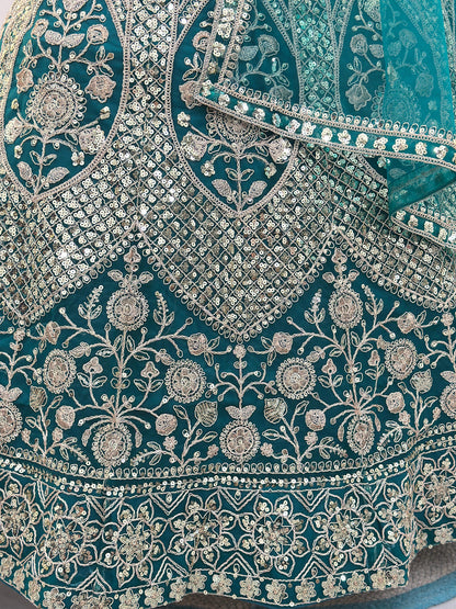 Sequin Embellished Butterfly Net Lehenga Choli with Dupatta