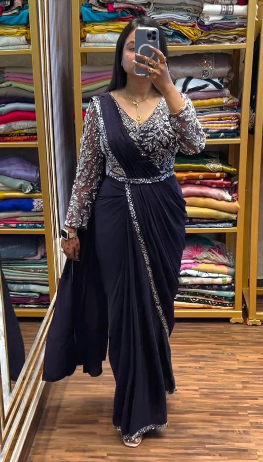 NEW SUPERHIT TRENDING READY TO WEAR SAREE WITH FULLY EMBROIDERED STYLIST BLOUSE ON  RANGOLI FABRIC