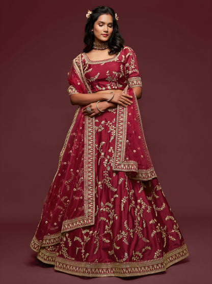 Maroon Embroidered Designer Lehenga Choli