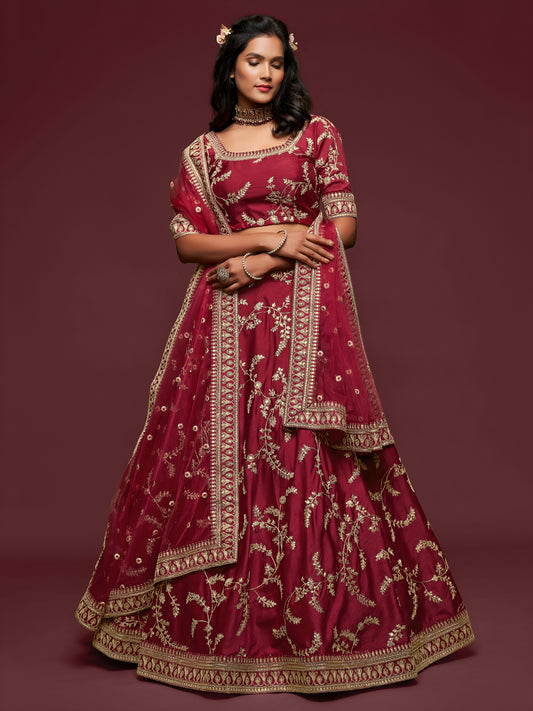 Maroon Embroidered Designer Lehenga Choli