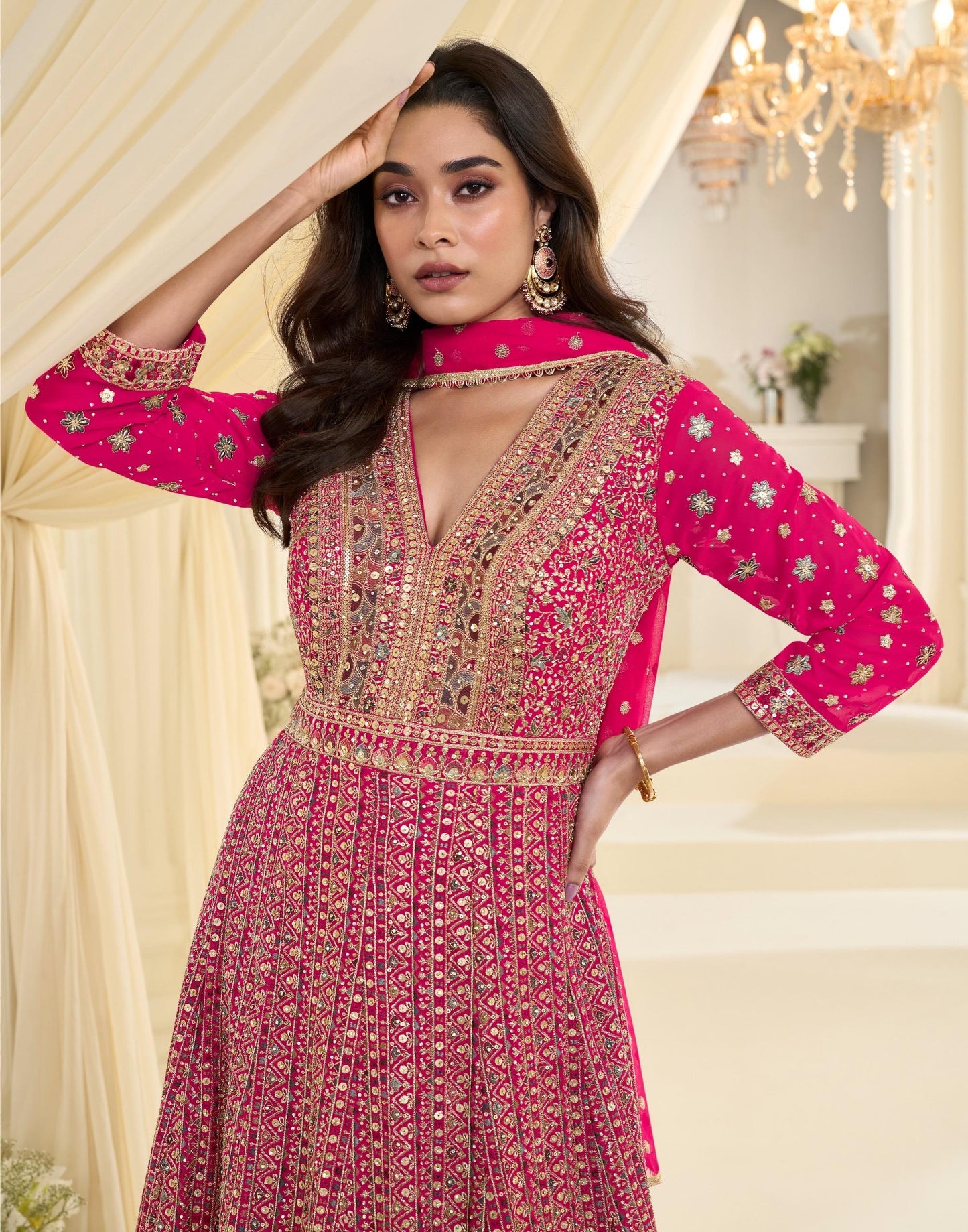 Regal tradition with modern sophistication Anarkali cut gown