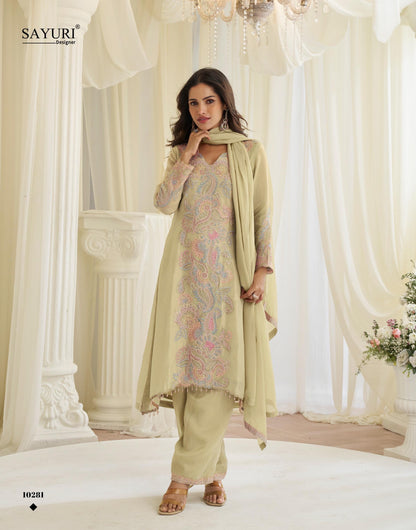 Delicate Floral Threadwork Stitched Suit