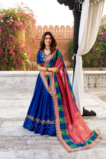 Vichitra Silk Lehenga Choli with Sequin & Thread Embroidery Work