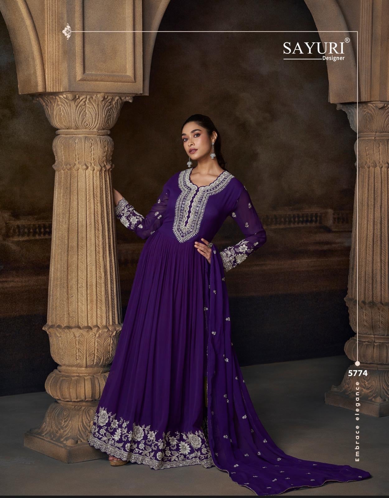Sayuri Designer Anarkali Gown with Intricate Embroidery & Dupatta