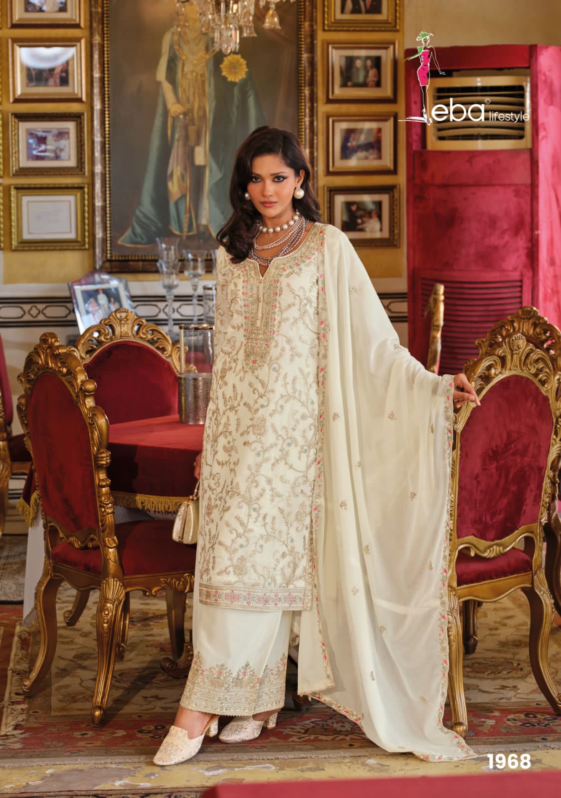 Shimmering gold embroidery intricate Plazo Kurti set