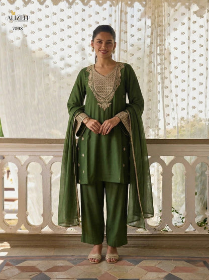 Relaxed Loose Fit A-Line Embroidered Kurta with Ankle Length Pants