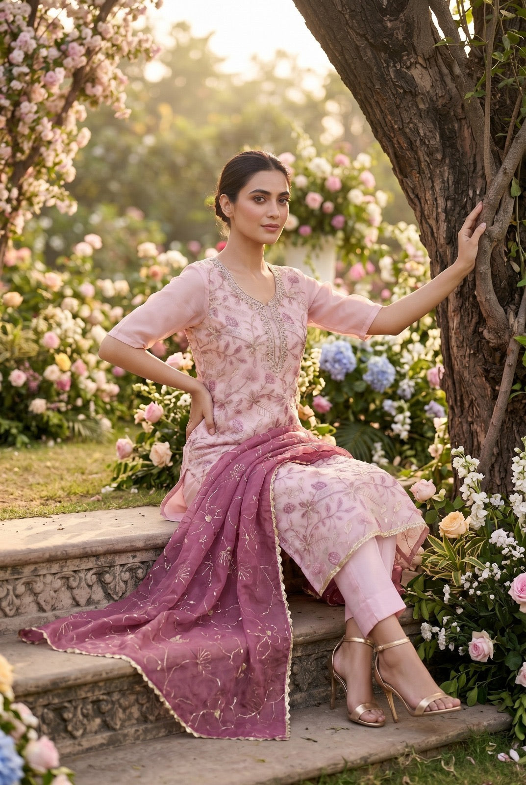 Aurraa Designer Organza Hand Work Embroidered Salwar Kameez Suit Set