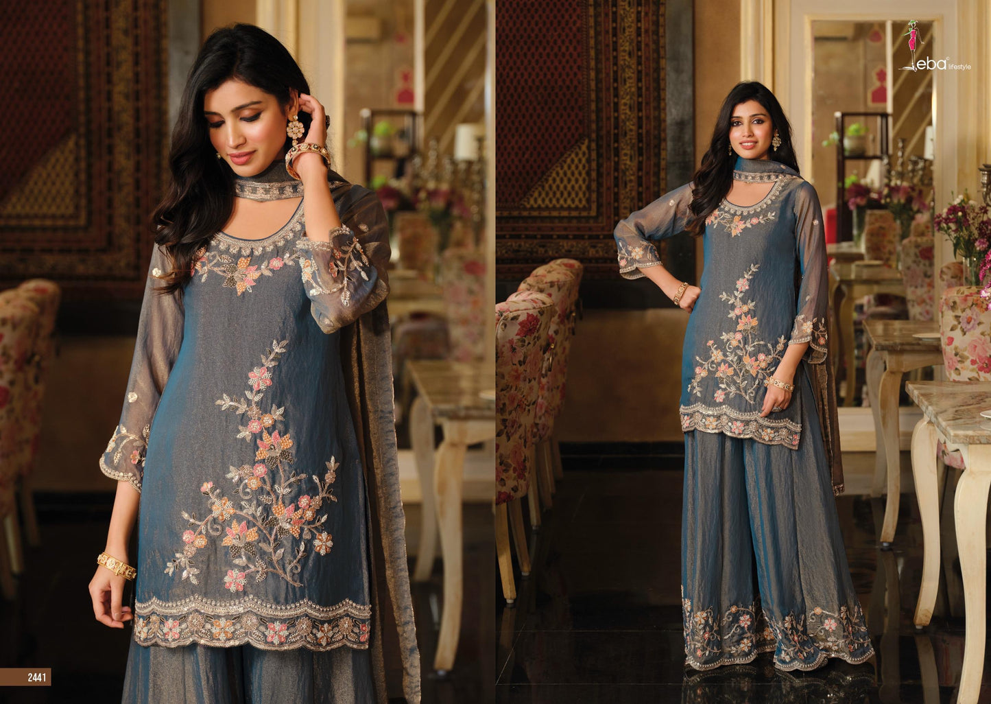 Eba Designer Plazo Suit with beads work