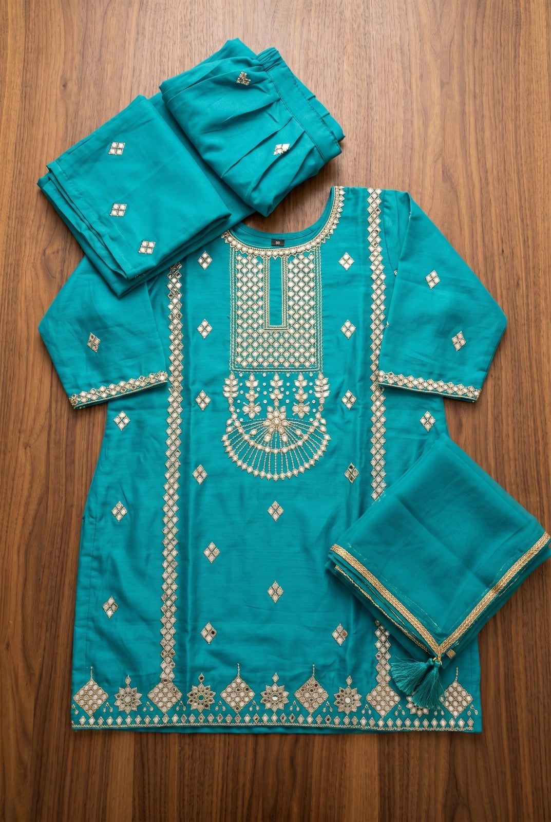 Designer Plazo Dress with Intricate Gold Embroidery – Aashirwad Collection