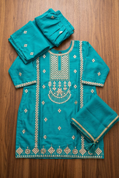Designer Plazo Dress with Intricate Gold Embroidery – Aashirwad Collection