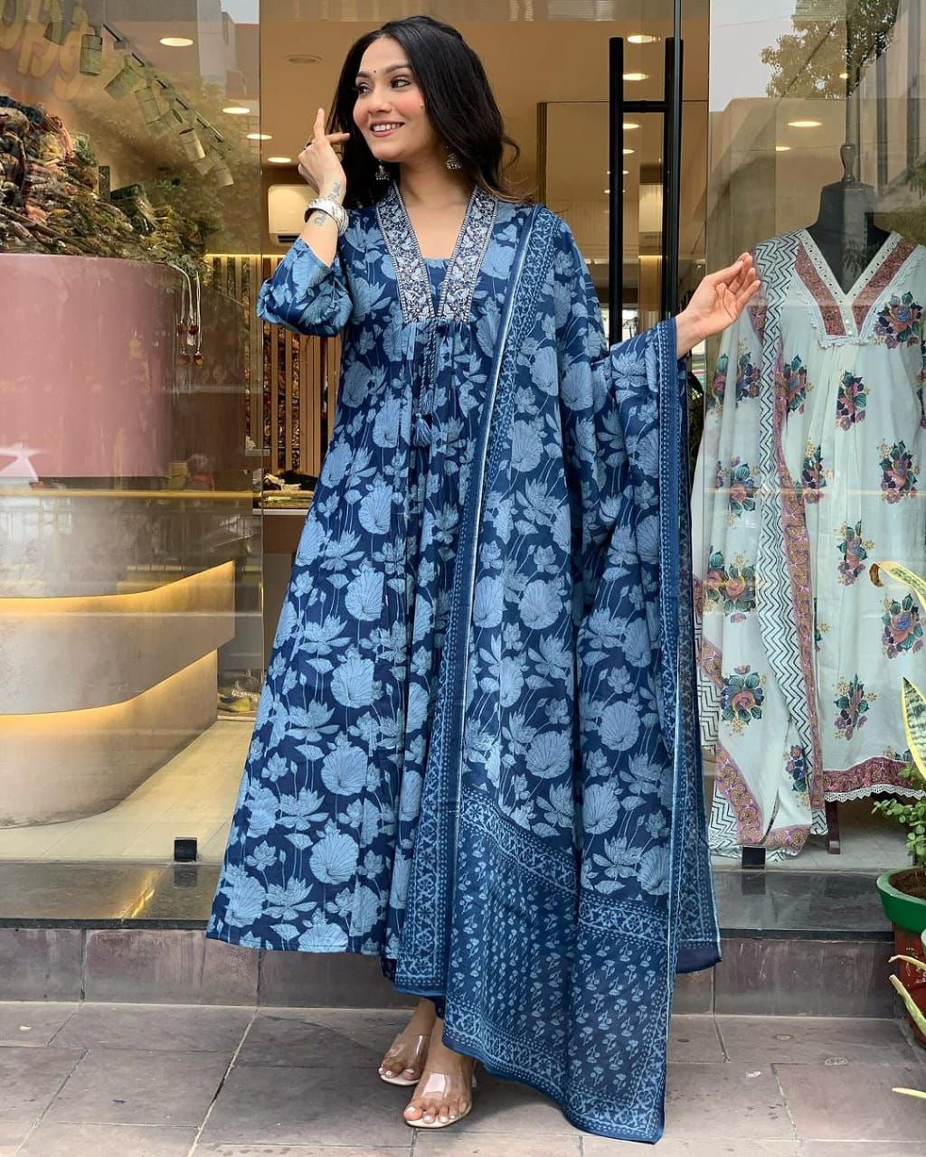 Vibrant floral print Kurta set