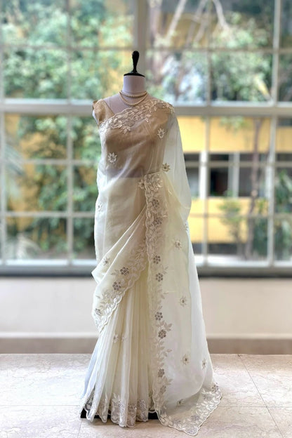 Pure Organza Saree with All-Over Thread & Siroski Work