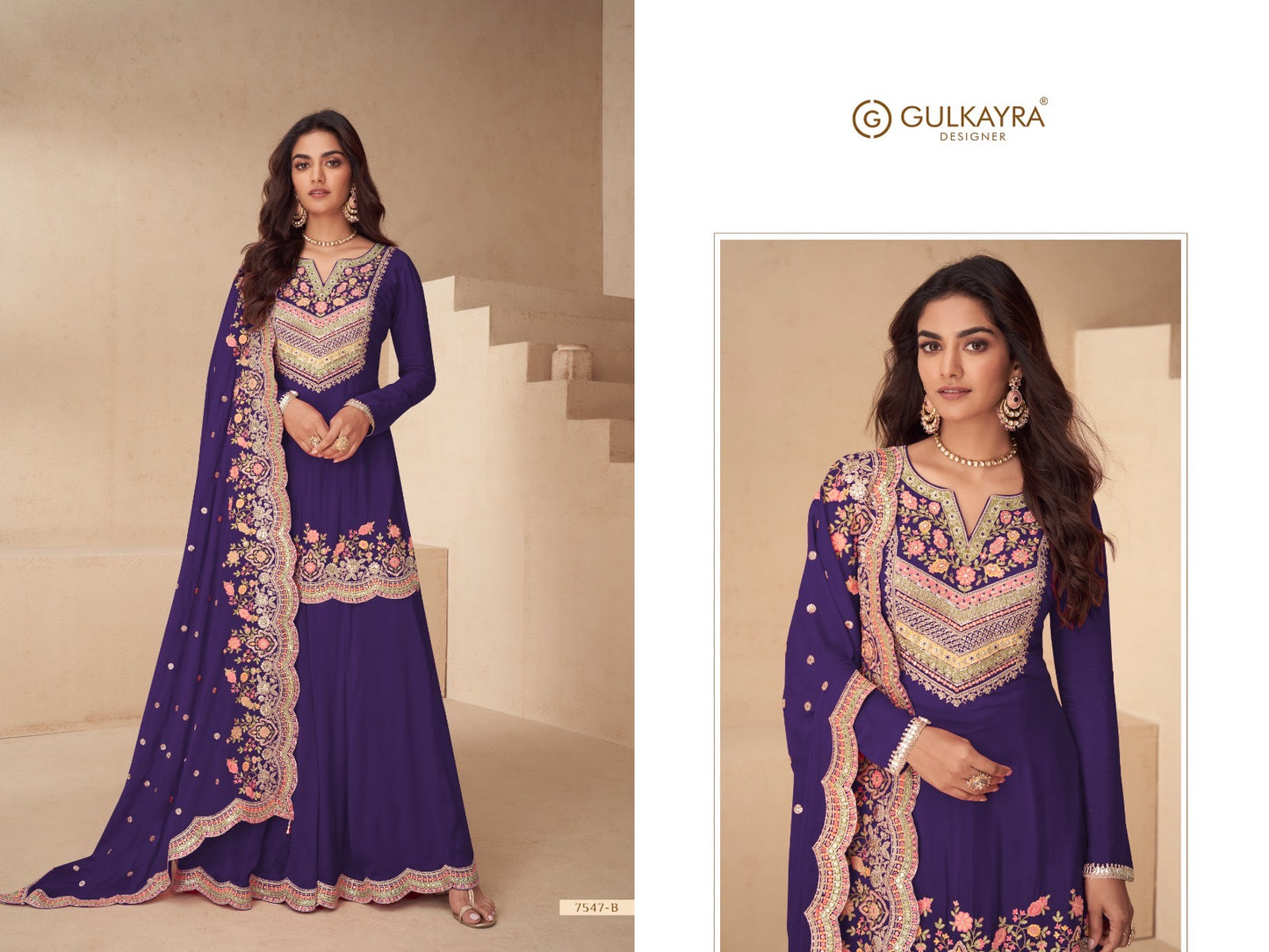 Embroidered Plazo Kurta Set with Floral Motif Border