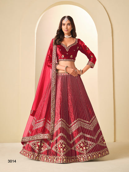 Ice Velvet Lehenga Choli with Heavy Zari and Sequins Embroidery