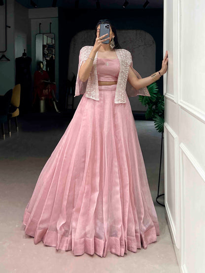 Allnen Crush Lehenga with Sequin & Thread Embroidery Blouse and Koti