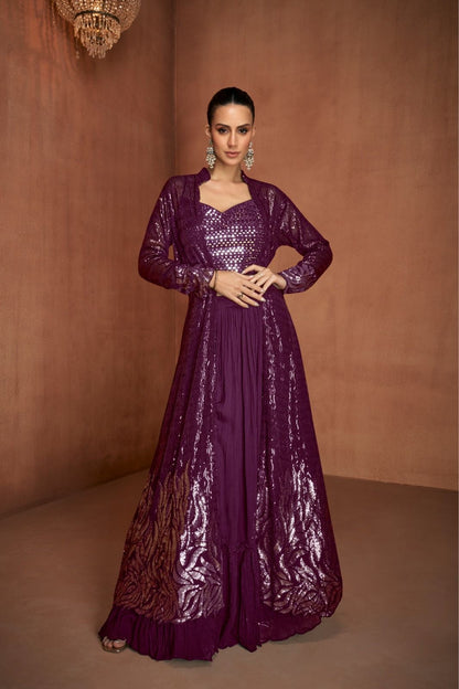 Sequined Sophistication Plazo with Shrug