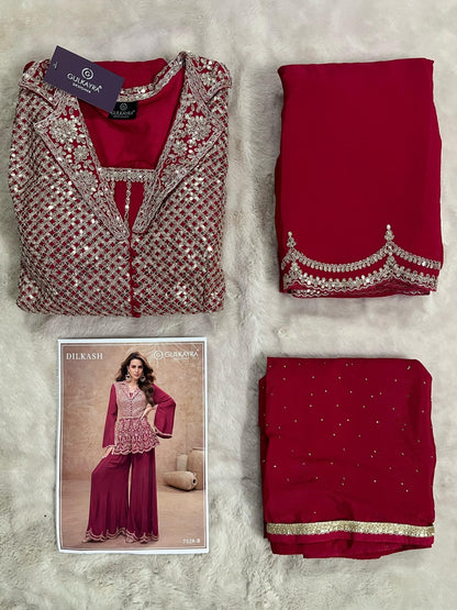 Fusion Collar-Neck Peplum & Palazzo Set
