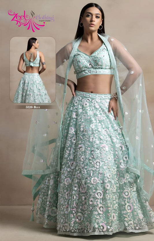 Softnet Lehenga with thread and sequin embroidery