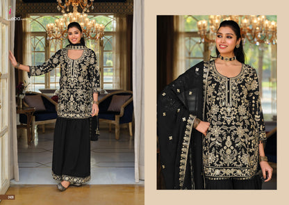 Embroidered NC Moss Sharara Suit with Beads