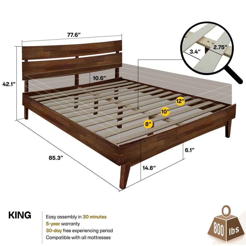 Aurora Deluxe Wood Platform Bed Frame